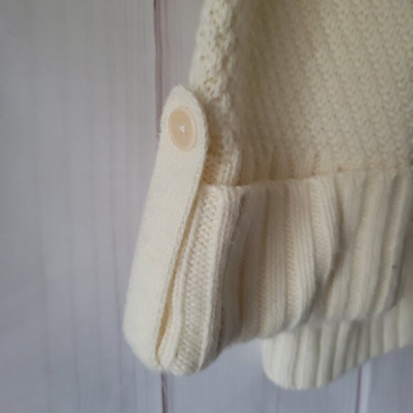Talbots Chunky Knit Cowl Neck ¾ Length Sleeve Sweater, Women’s Petite M, Cream - Picture 7 of 11